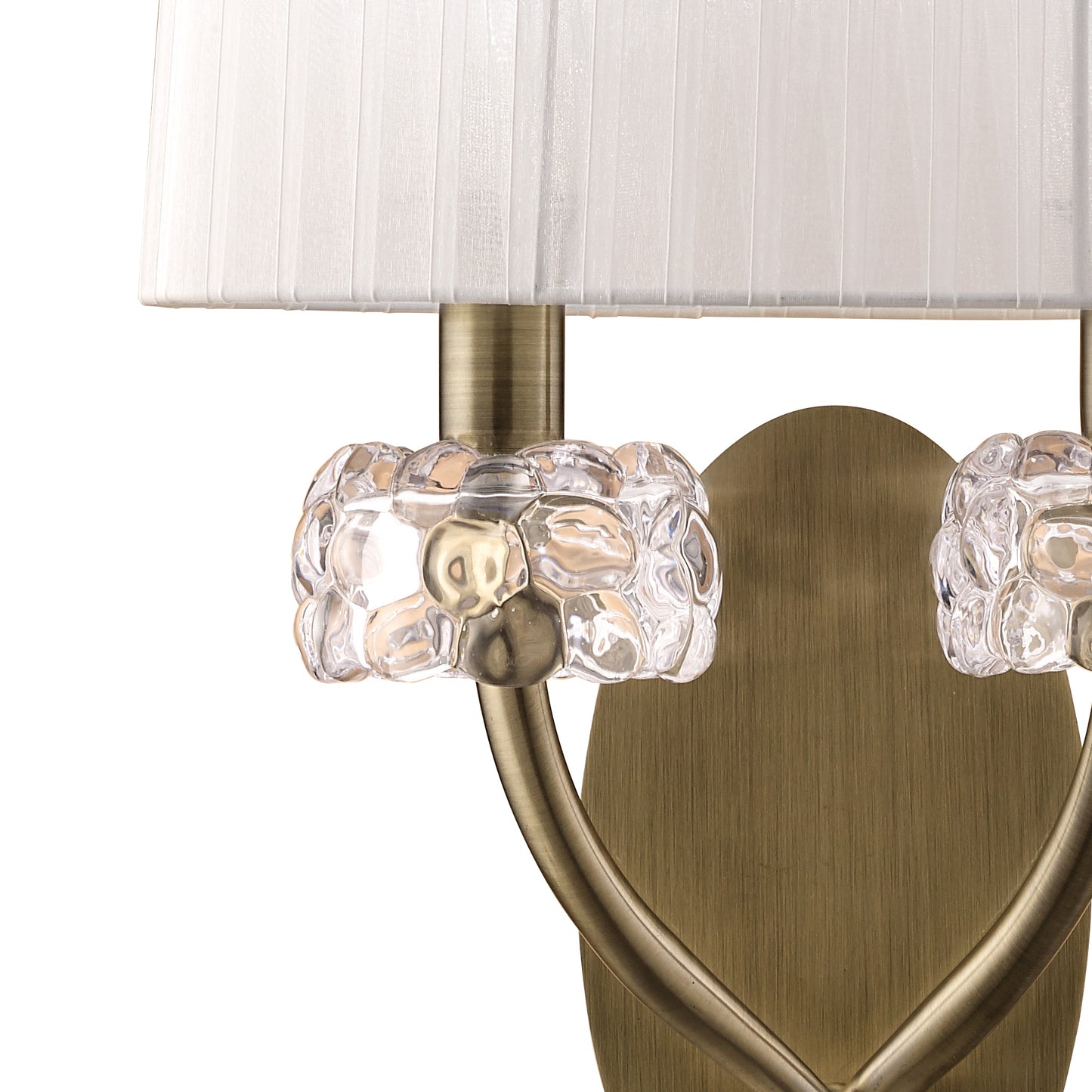 Loewe Wall Lamp 2 Light E14, Antique Brass With White Shade (4734) by Mantra