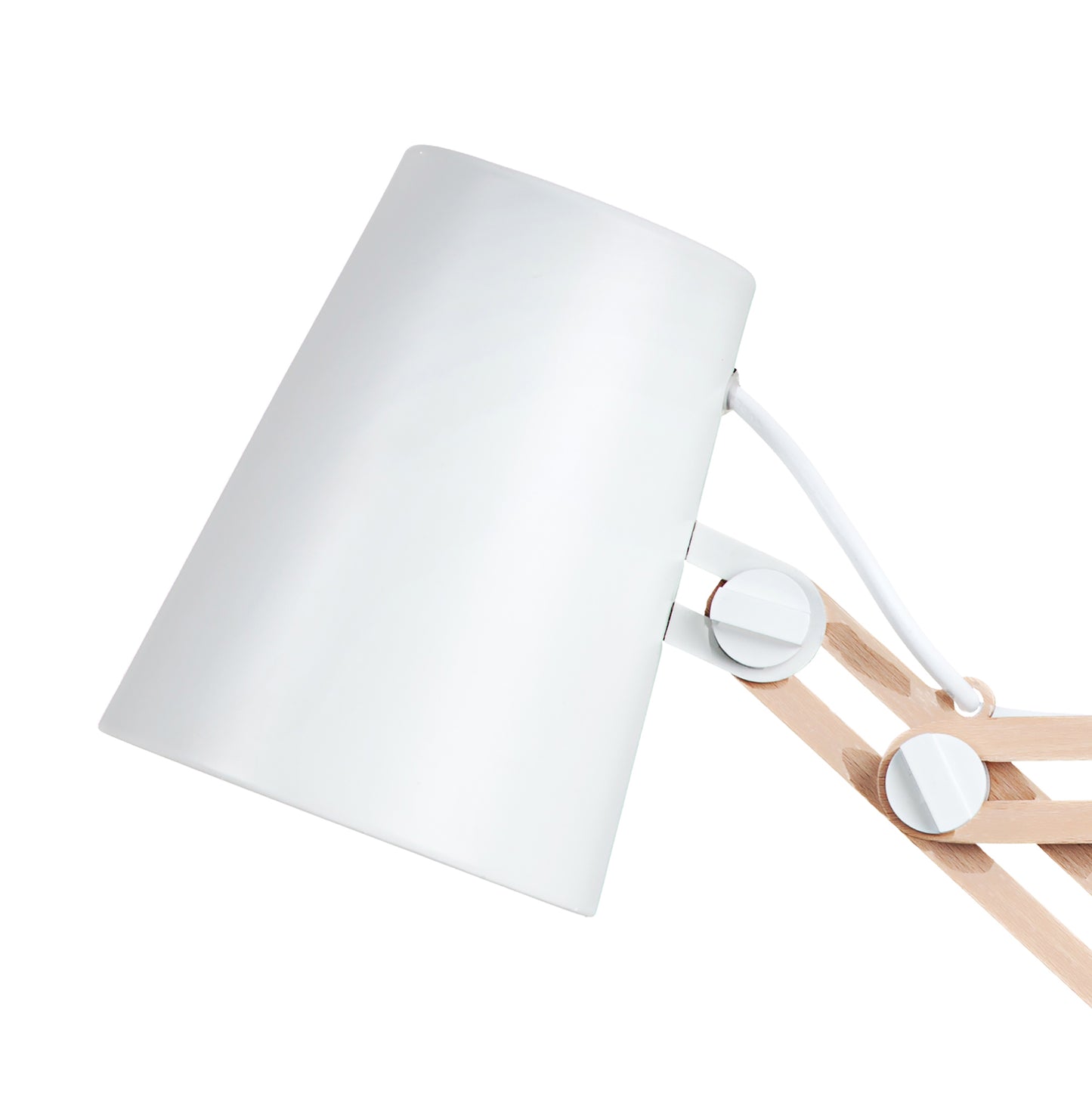 Looker Table Lamp 1 Light E27, Matt White/Beech by Mantra