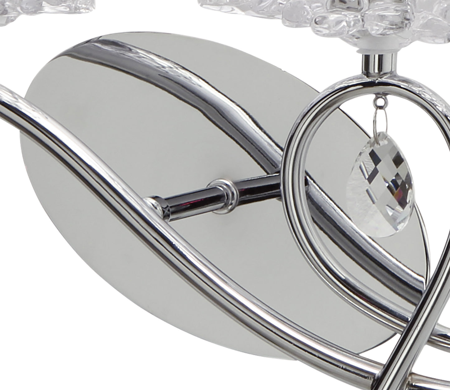 Louise Wall Lamp Left 2 Light E27 With White Shade Polished Chrome/Clear Crystal by Mantra