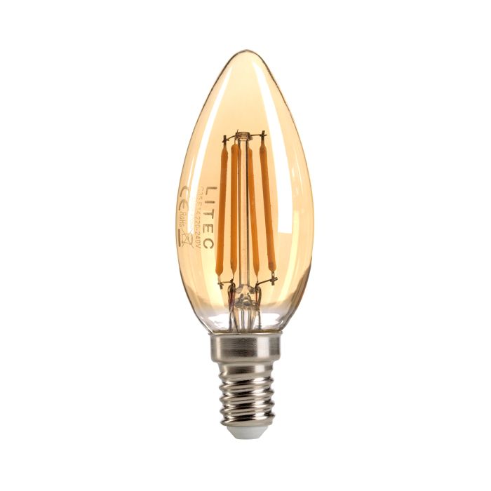 Amber Candle LED E14 Lamp - Amber Glass