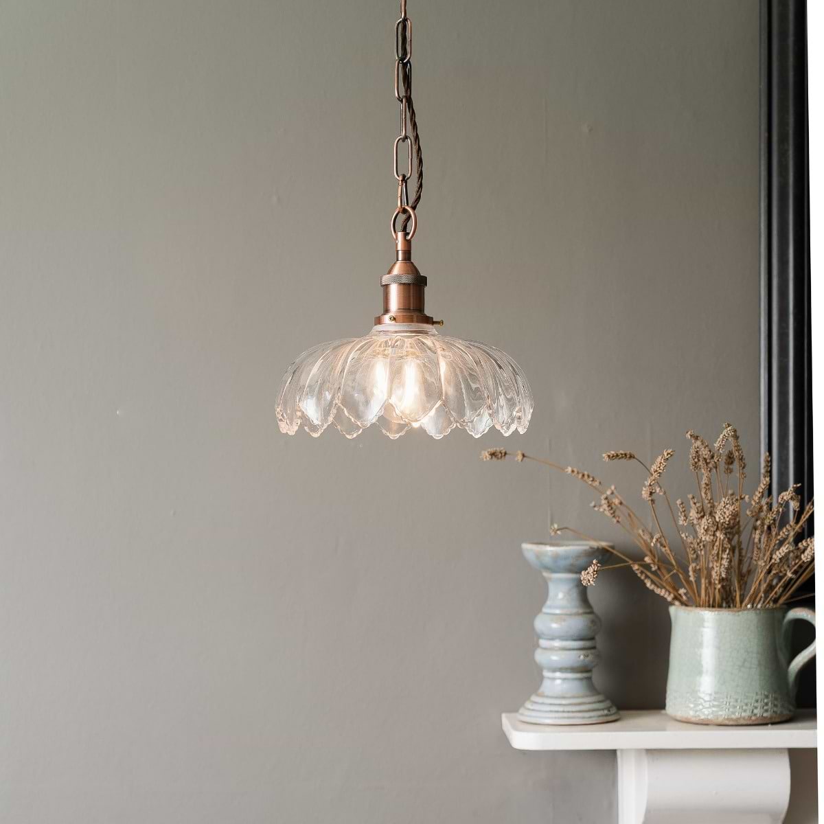 Organic Flora Clear Glass Pendant Light