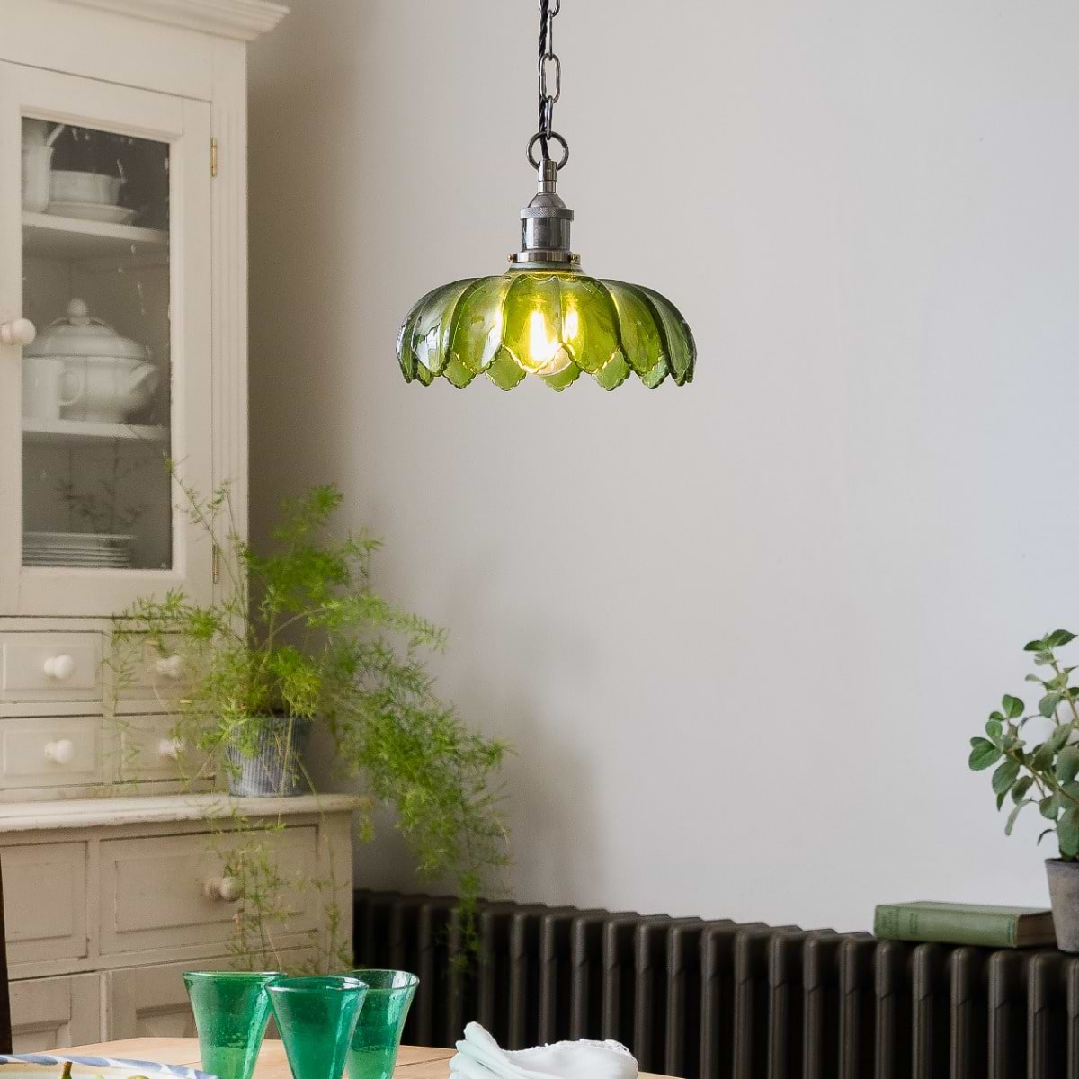 Organic Flora Green Glass Pendant Light