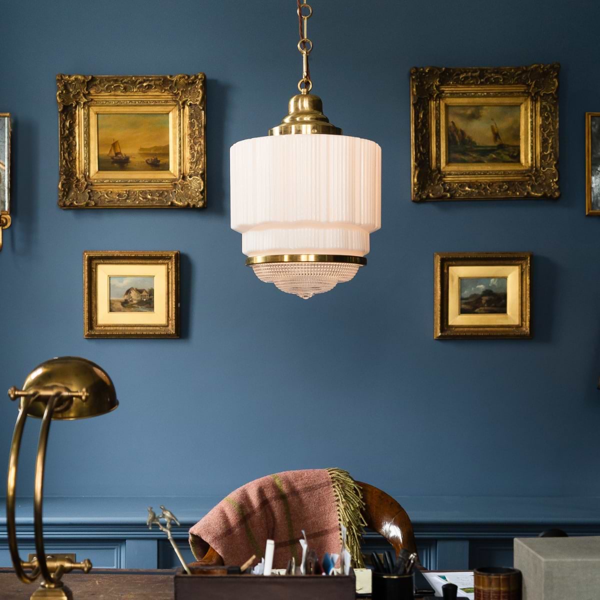 Soho Lighting The Dean Pendant Light Lacquered Aged Brass - The Schoolhouse Collection