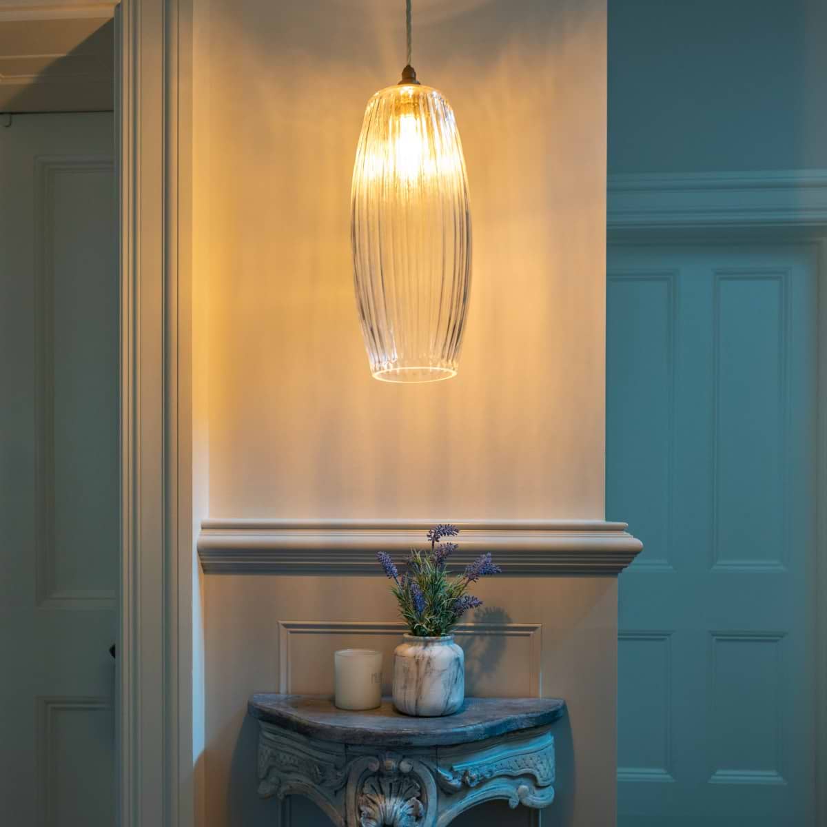 Henley Curve Fluted Glass Pendant Light
