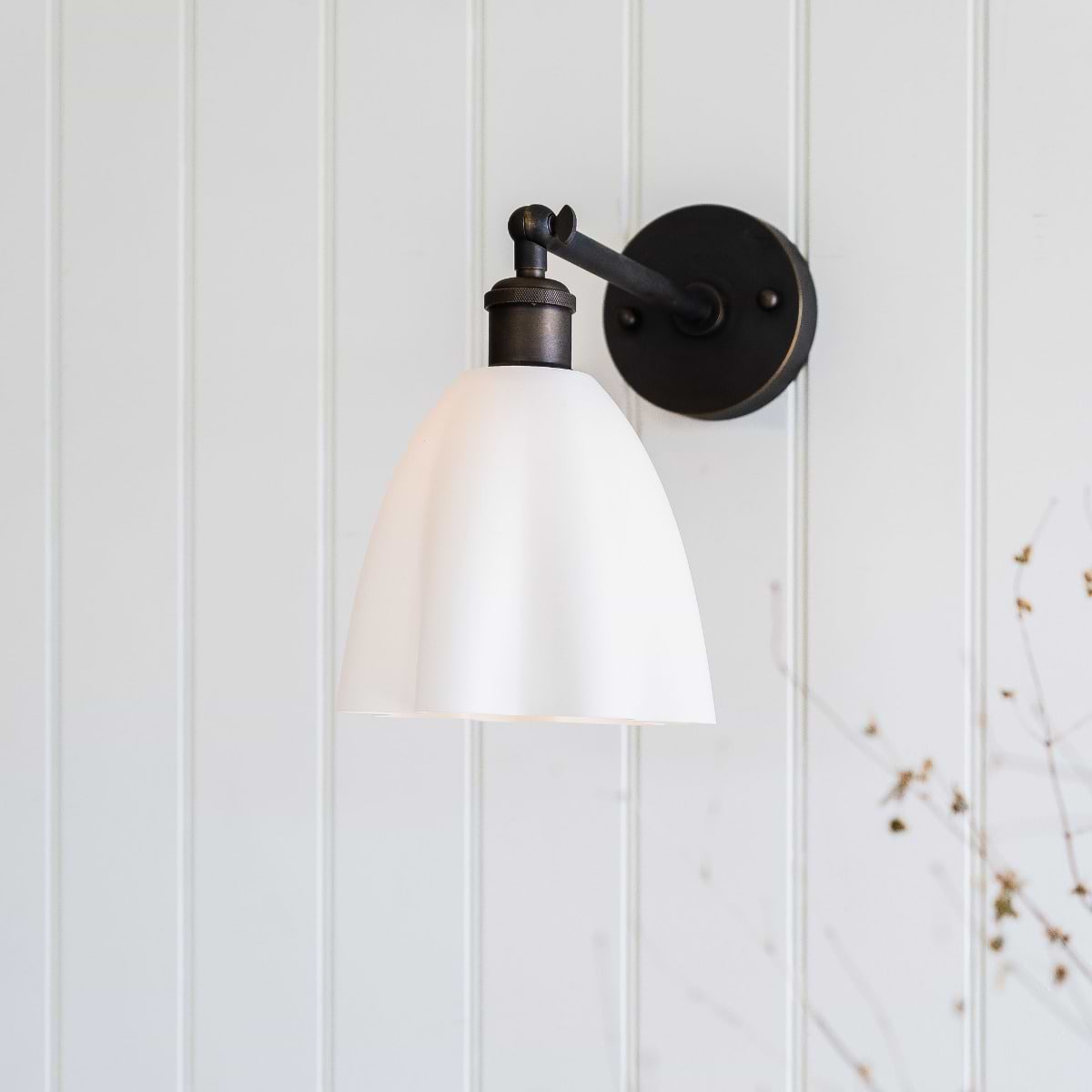 Soft White Fluted Cloth Wall Light