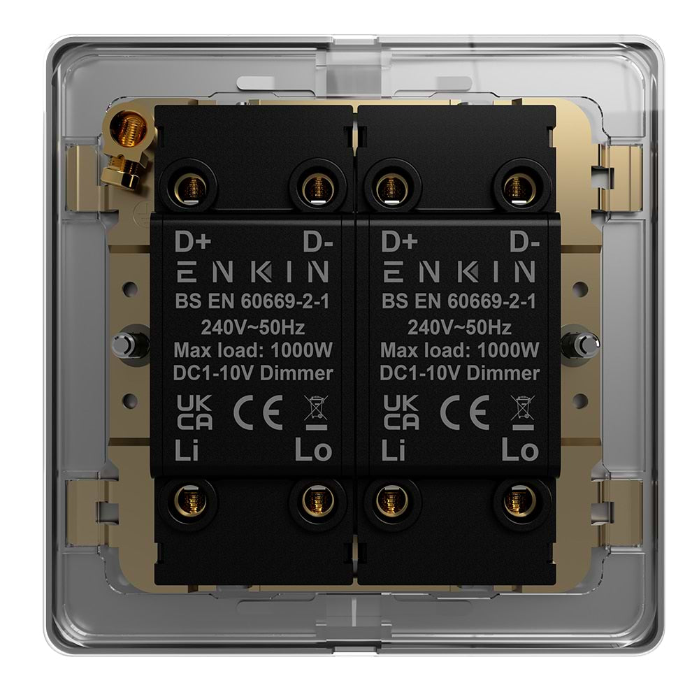 The Lombard Collection Brushed Chrome 2 Gang 1000W DC1-10V Dimmer Switch