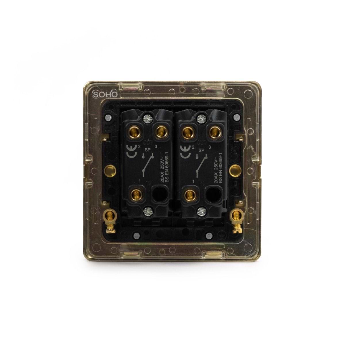 The Camden Collection Matt Black 20A 2 Gang 2 Way Toggle Switch Screwless