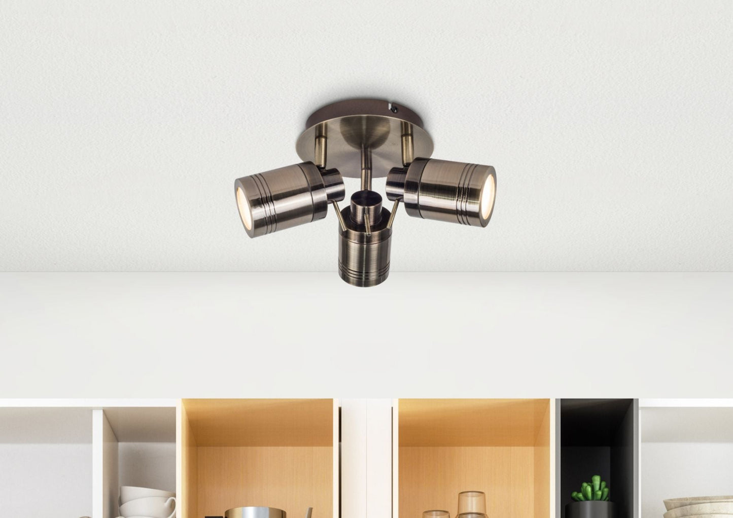 Luxo 3 Light Spotlight Antique Brass