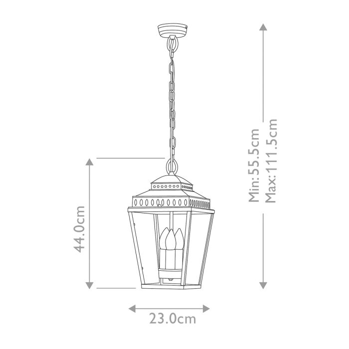 Mansion House 3 Light Chain Lantern - Polished Nickel