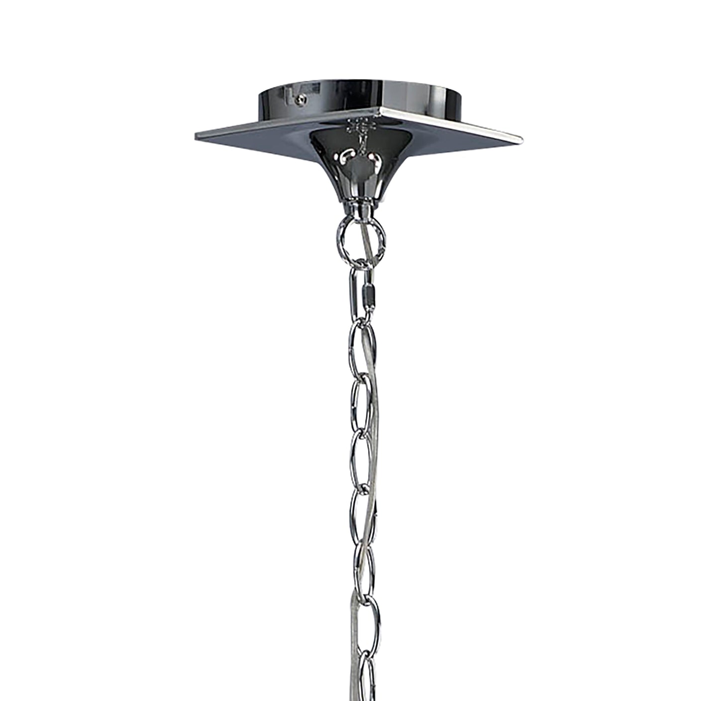 Mara Linear Pendant 2 Arm 4 Light E14, Polished Chrome With Ivory White Shades by Mantra