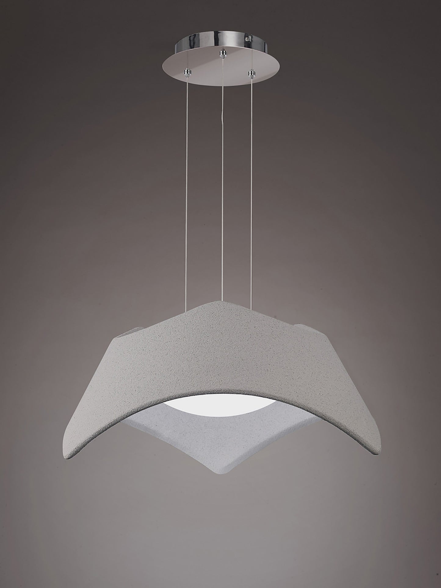 Maui Pendant 3 Light E27, Cement Effect / Polished Chrome by Mantra