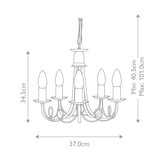 Minster 5 Light Chandelier - Ivory / Gold Patina