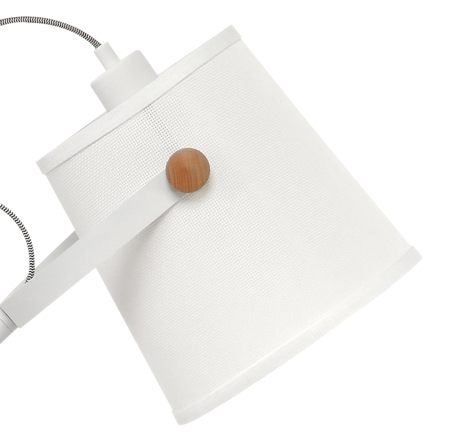 Nordica Floor Lamp With White Shade 1 Light E27, Matt White/Beech With Ivory White Shade by Mantra