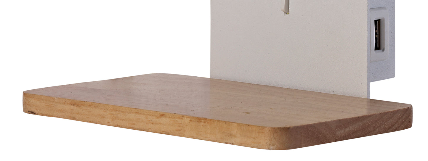 Nordica II Position Switched Wall Light With USB Socket, 180lm, 1x3W 3000K LED White/Beech, 3yrs Warranty by Mantra