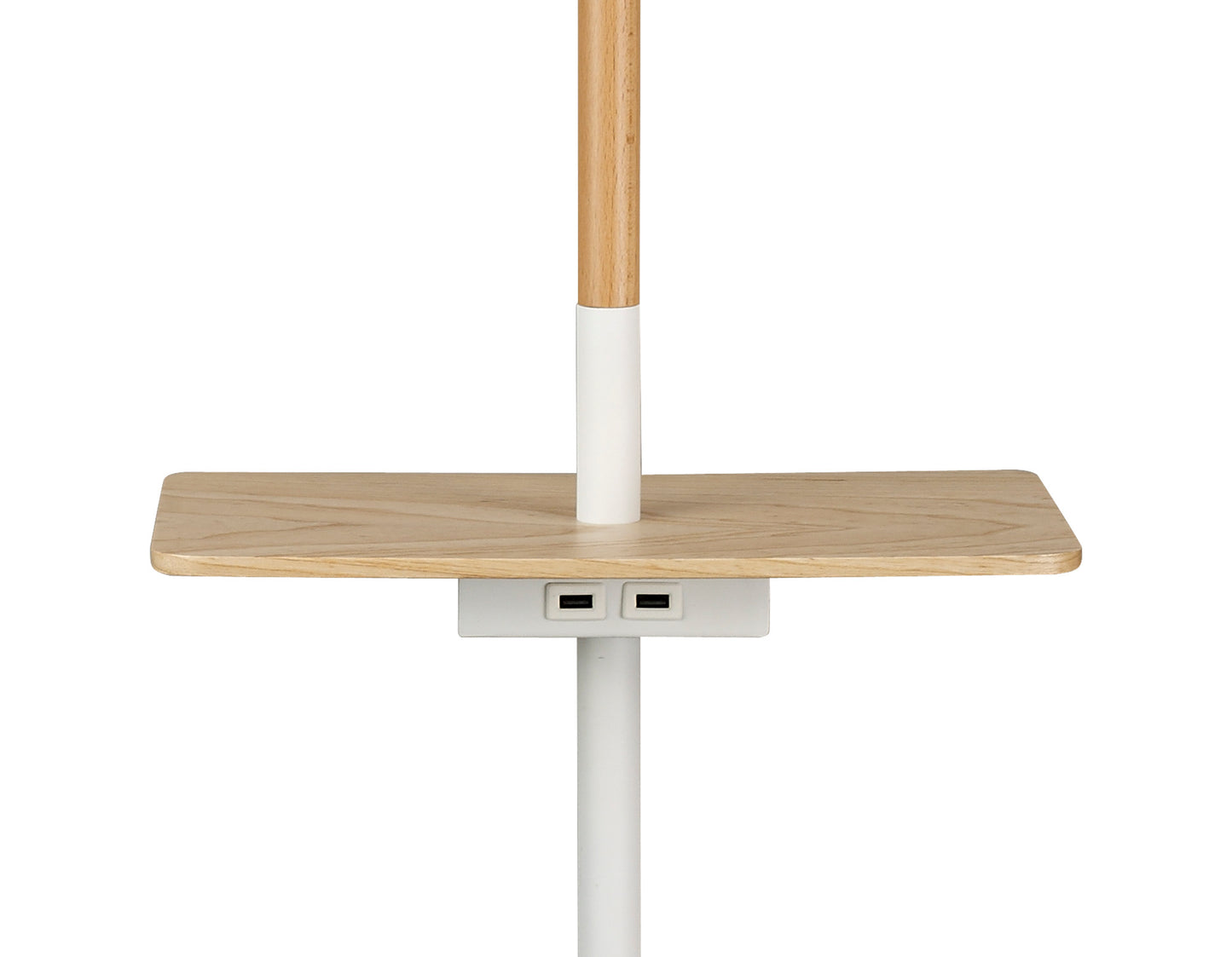 Nordica II Floor Lamp With USB Socket, 1x23W E27, White/Beech With White Shade by Mantra