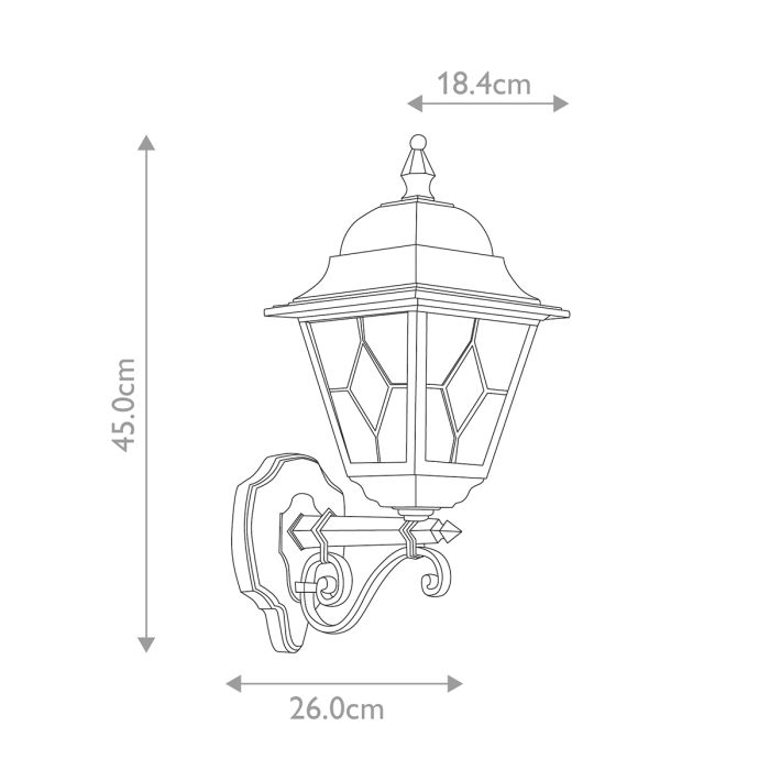 Norfolk 1 Light Up Wall Lantern - Black