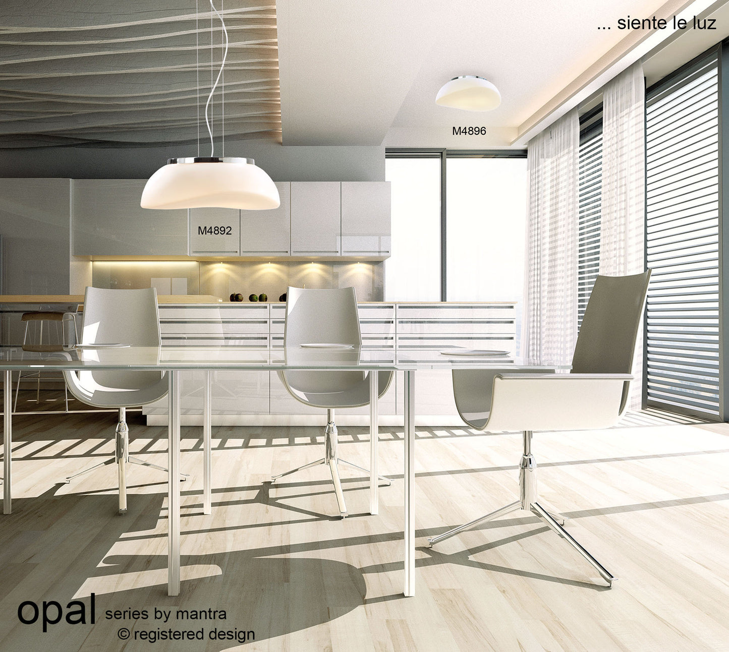 Opal Table Lamp 1 Light E27, White Base/Frosted White Glass by Mantra