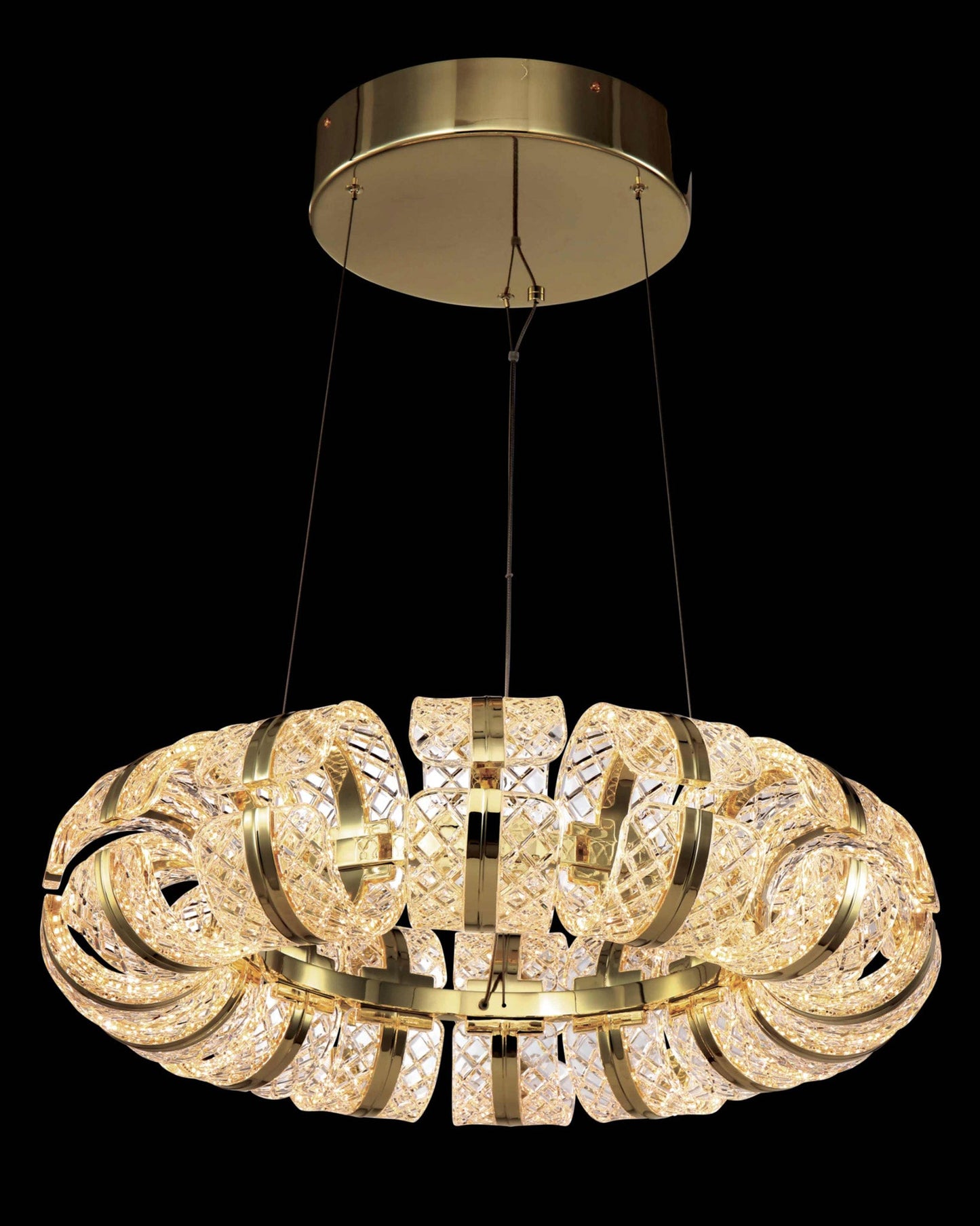 Chiaro Small Ring Pendant 63cm Diam Gold Light