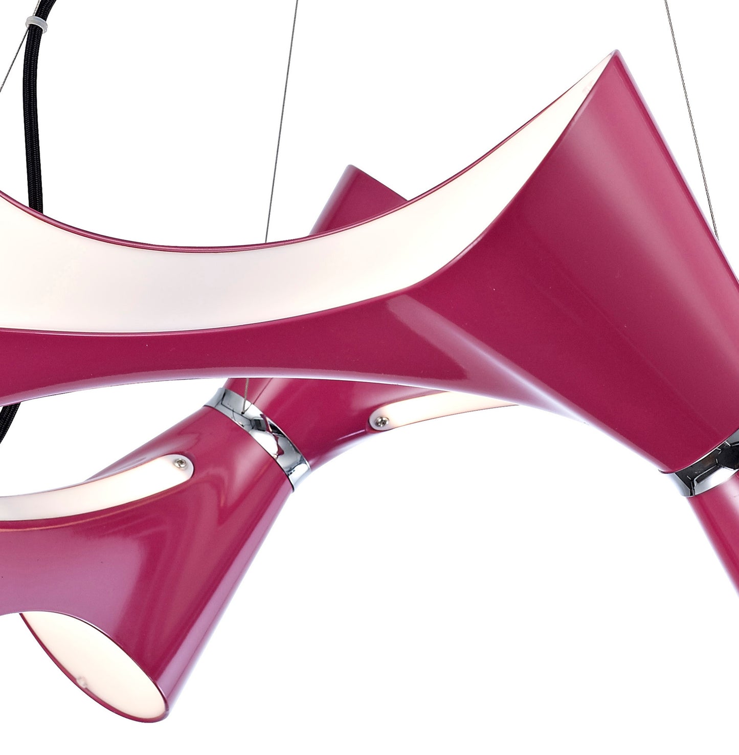 Ora Pendant 8 Twisted Round Light E27, Gloss Purple/White Acrylic/Polished Chrome, CFL Lamps INCLUDED by Mantra