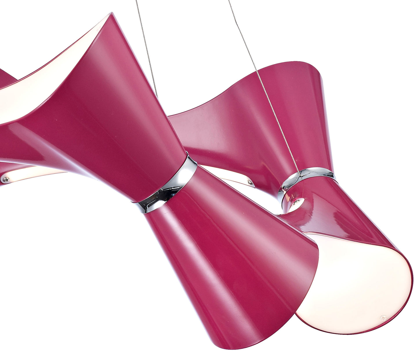 Ora Pendant 8 Twisted Round Light E27, Gloss Purple/White Acrylic/Polished Chrome, CFL Lamps INCLUDED by Mantra