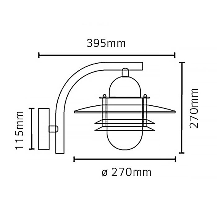 Oslo 1 Light Wall Lantern - Black