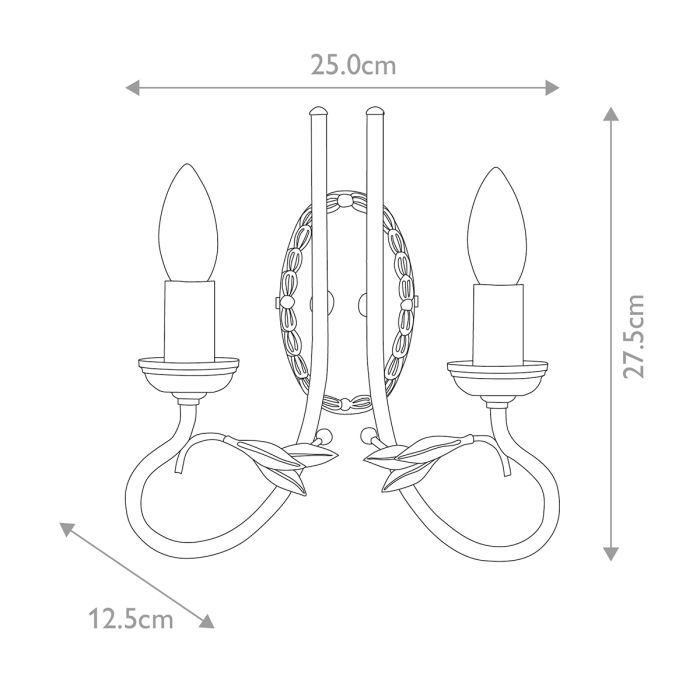 Olivia 2 Light Wall Light - Black / Gold Patina