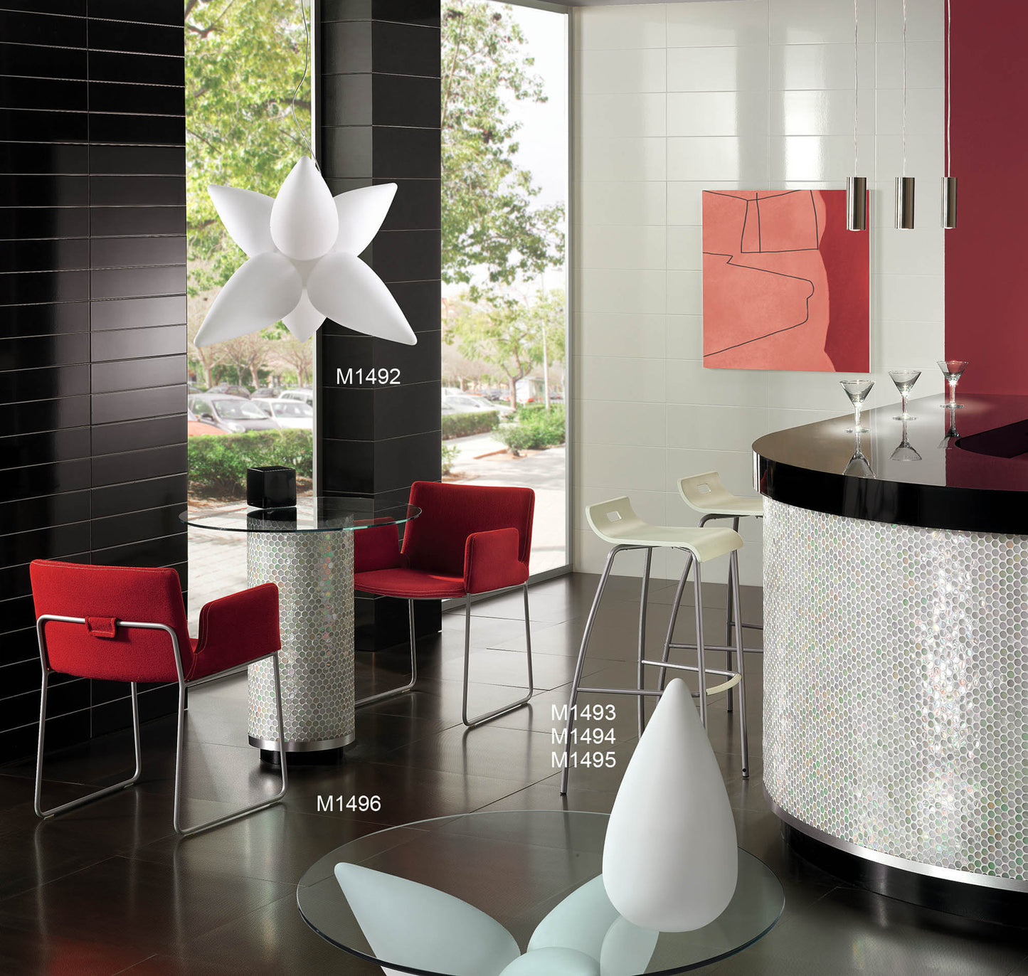 Palma Pendant 6 Light E27 Outdoor IP44, Matt White/Opal White by Mantra