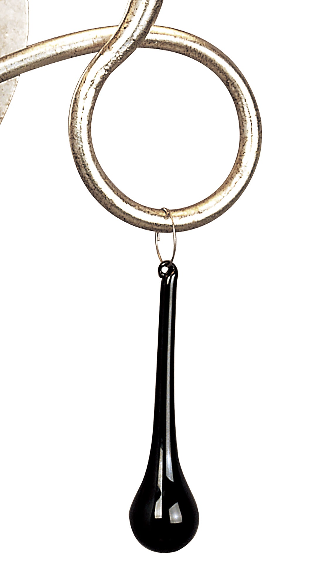 Paola Wall Lamp Switched 2 Light E14, Silver Painted With Cream Shades & Black Glass Droplets by Mantra