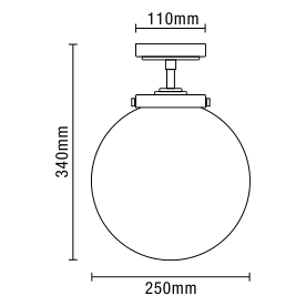 Porto Bathroom Globe Ceiling Light, Matt Black
