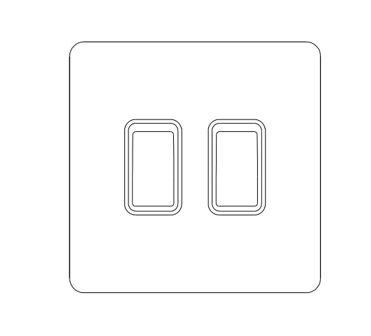 Decorative Kinetic Switch - 2 Gang, Black Chrome Front, White switch and body- Non Dimmable
