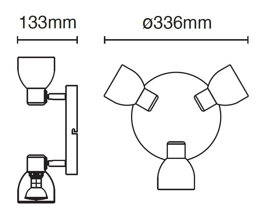 Oliver 3 Light Spotlight Plate White