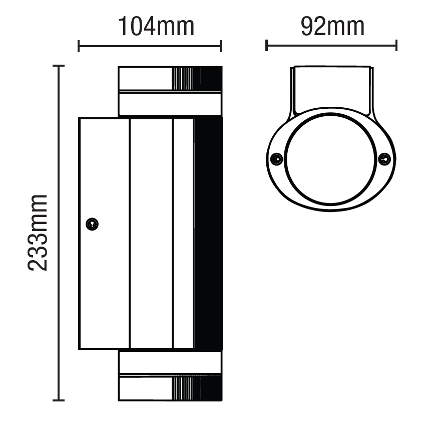 Helix Up and Down Outdoor Cylinder Wall Light, Black