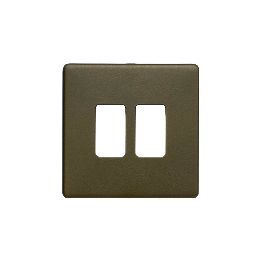 The Eton Collection Bronze 2 Gang RM Rectangular Module Grid Switch Plate