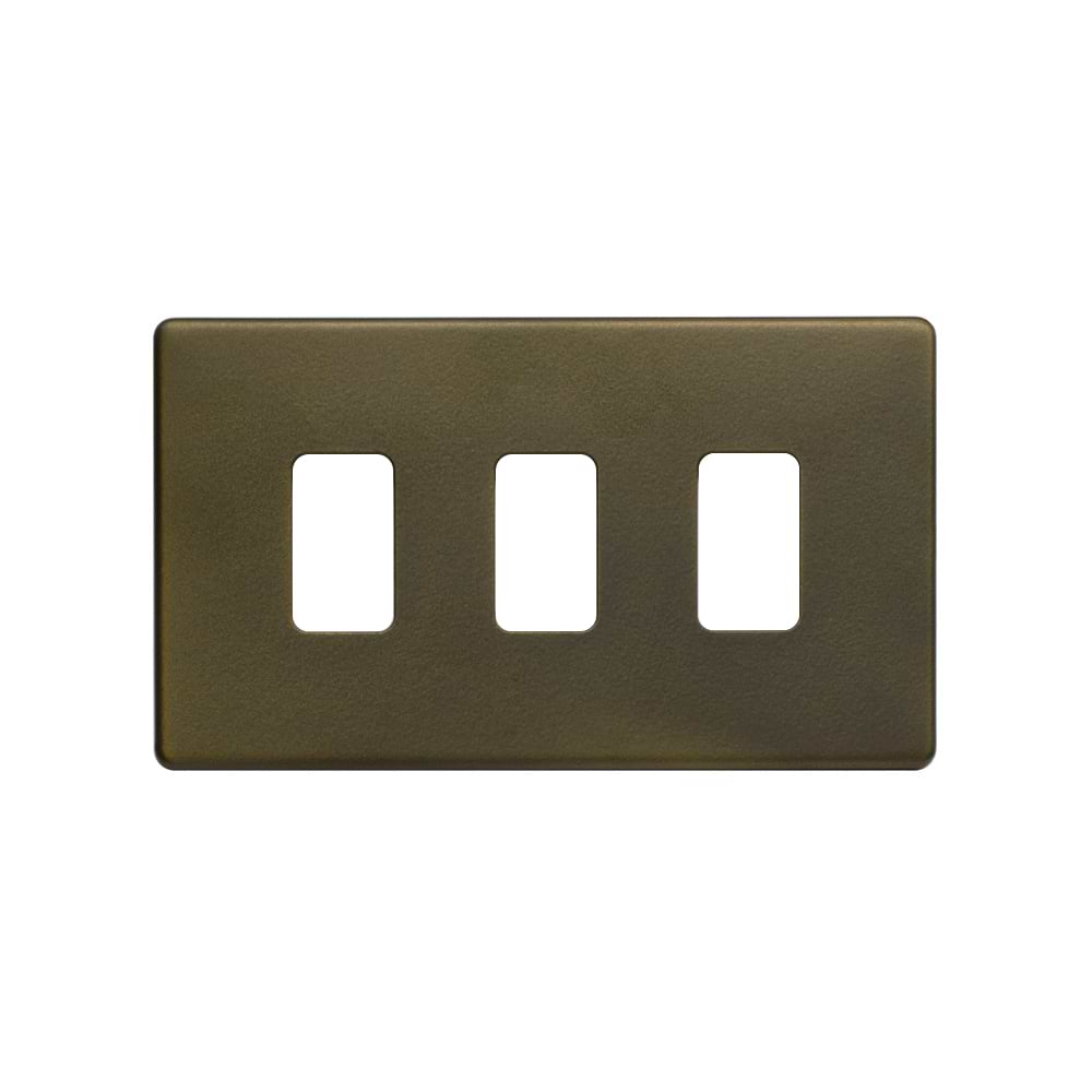 The Eton Collection Bronze 3 Gang RM Rectangular Module Grid Switch Plate