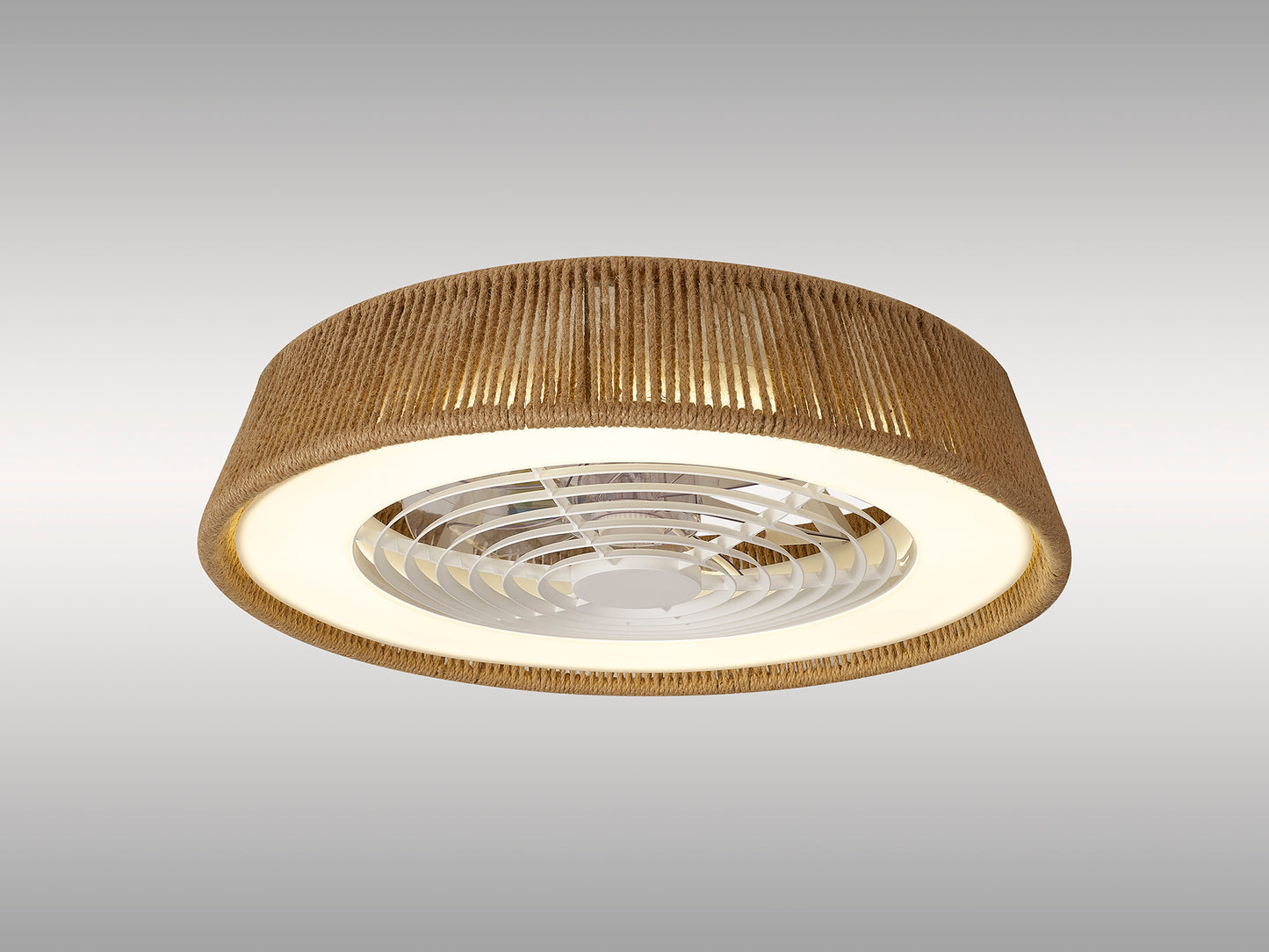 Polinesia Rope 70W LED Dimmable Ceiling Light With Built-In 35W DC Reversible Fan, Beige Oscu, 4200lm, 5yrs Warranty by Mantra