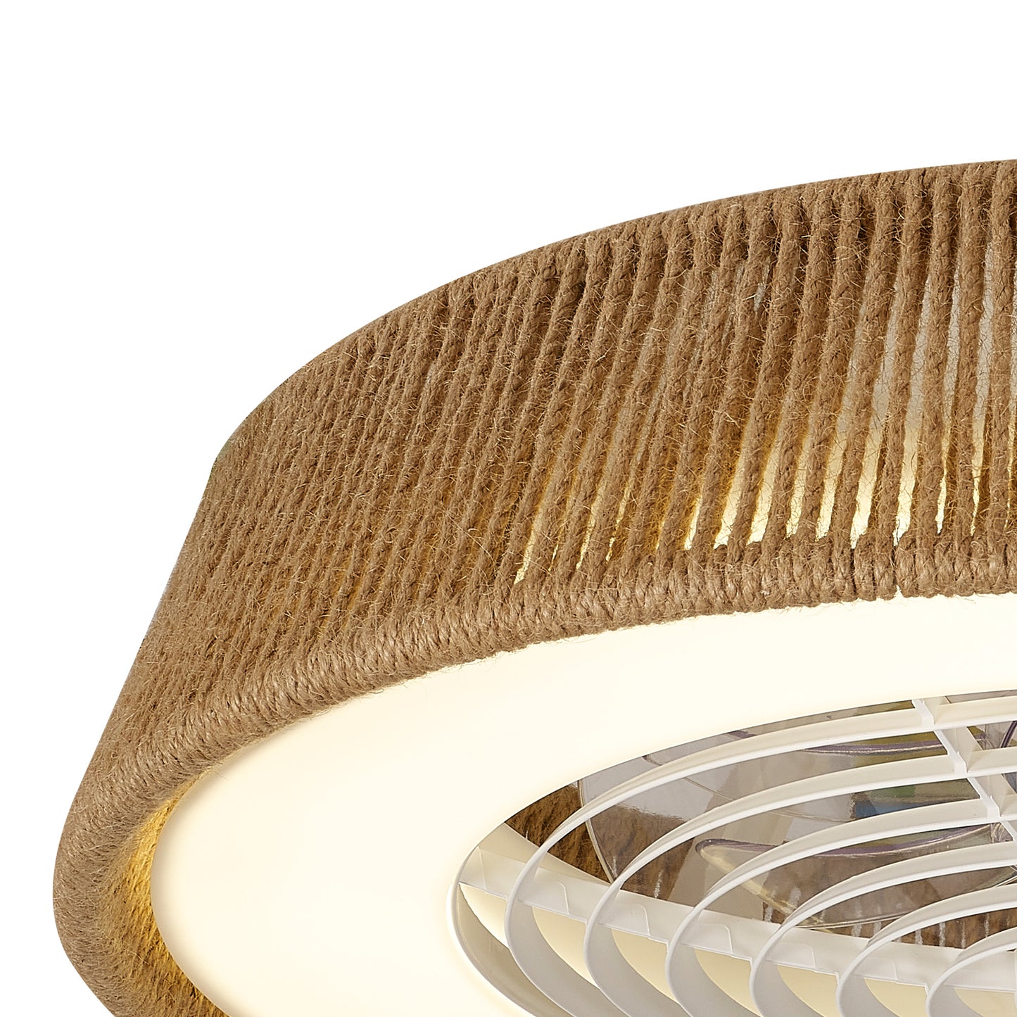 Polinesia Rope 70W LED Dimmable Ceiling Light With Built-In 35W DC Reversible Fan, Beige Oscu, 4200lm, 5yrs Warranty by Mantra