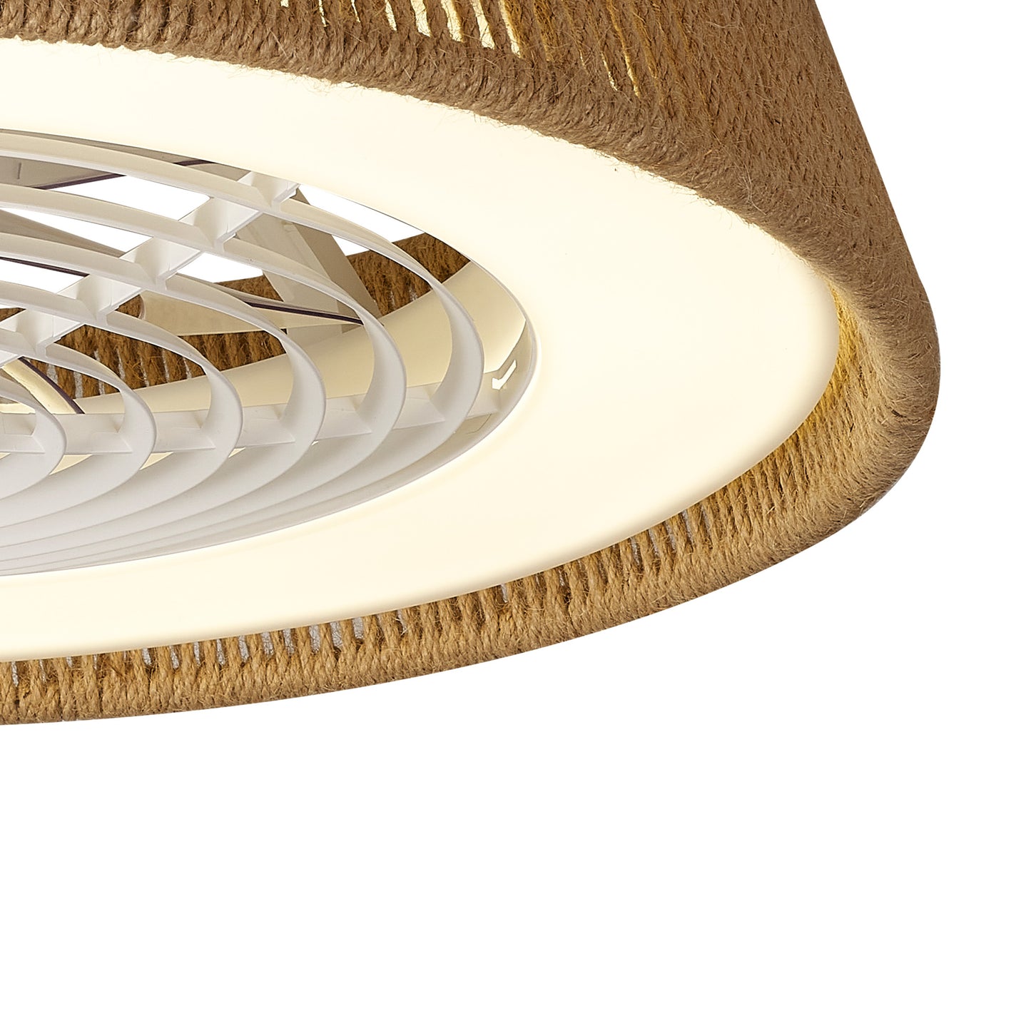 Polinesia Rope 70W LED Dimmable Ceiling Light With Built-In 35W DC Reversible Fan, Beige Oscu, 4200lm, 5yrs Warranty by Mantra