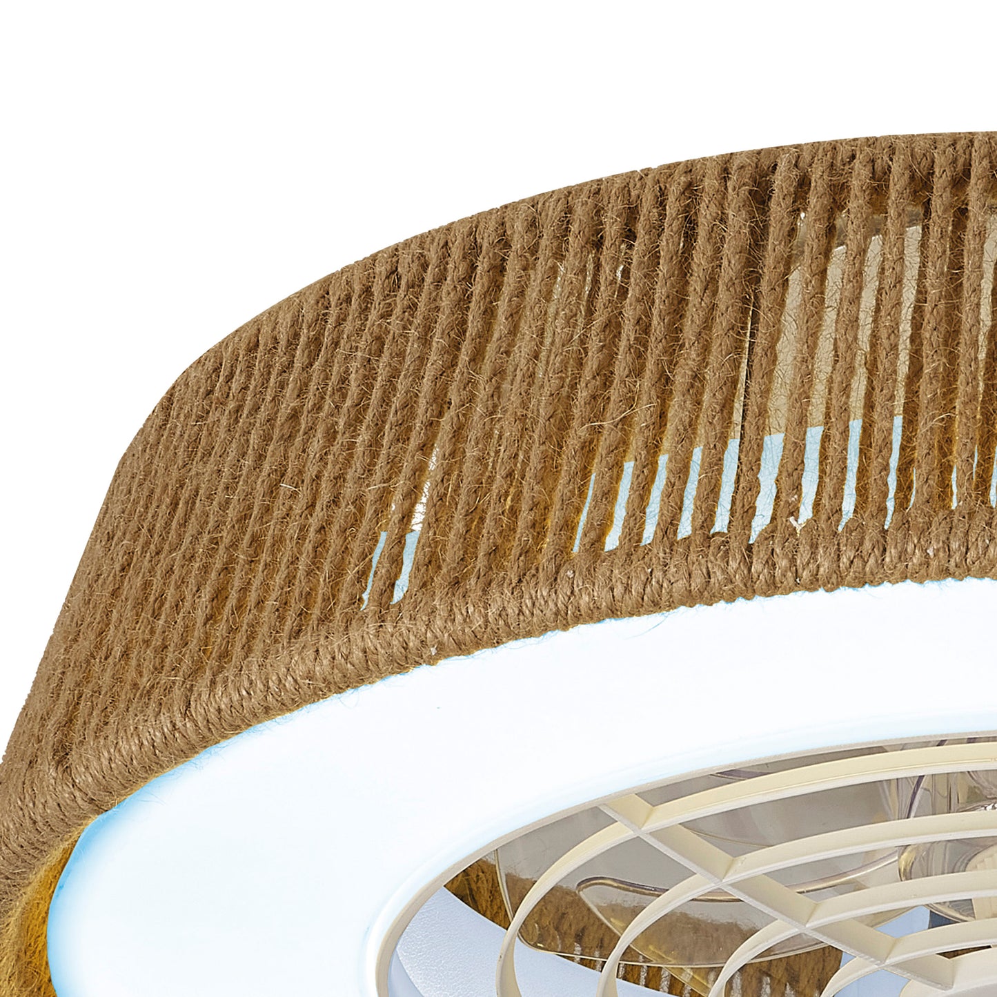 Polinesia Rope Mini 55W LED Dimmable Ceiling Light With Built-In 25W DC Reversible Fan, Beige Oscu, 3800lm, 5yrs Warranty by Mantra