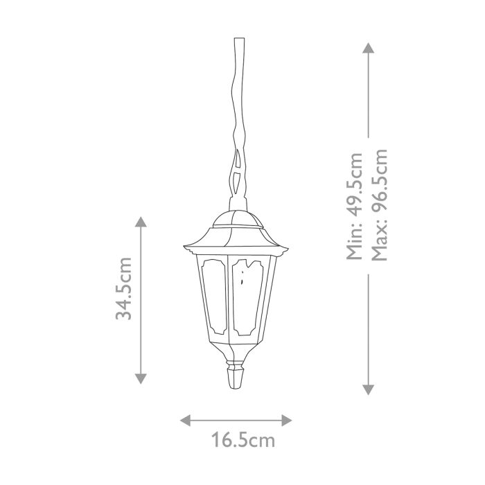 Parish Mini 1 Light Chain Lantern - Black