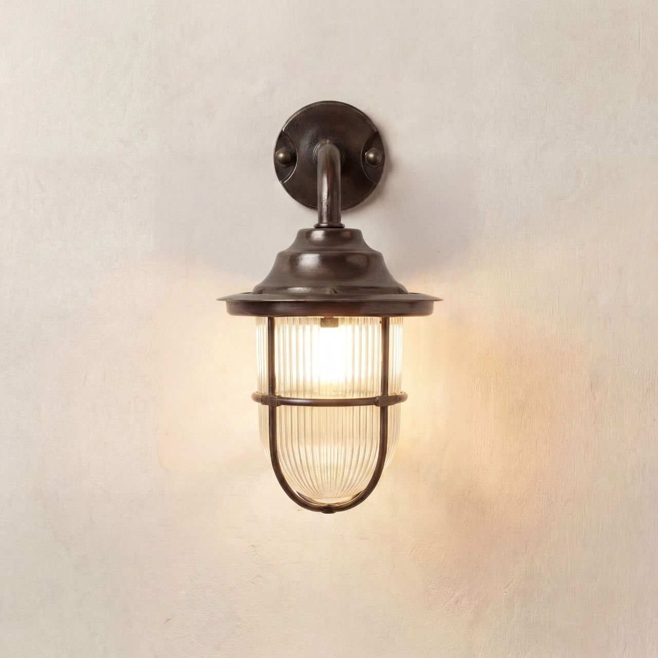 Goose Neck Wall Lantern (Antique Brass)