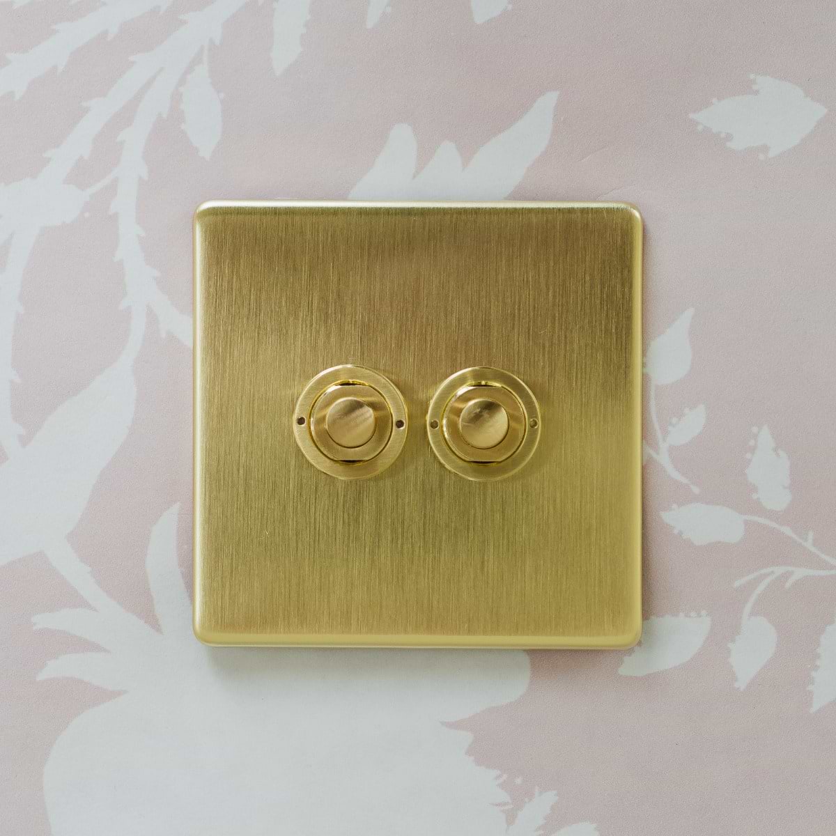 Soho Lighting Brushed Brass 2 Gang 6A 2 Way Retractive Push Button Switch