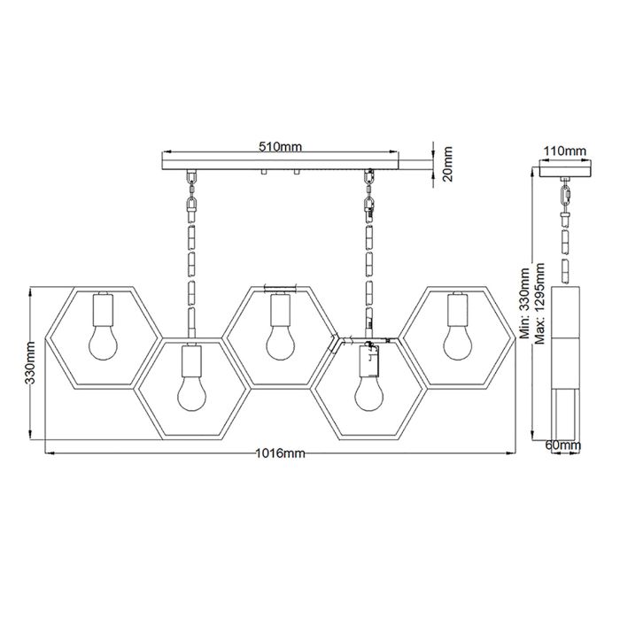 Bismarck 5 Light Linear Pendant - Earth Black