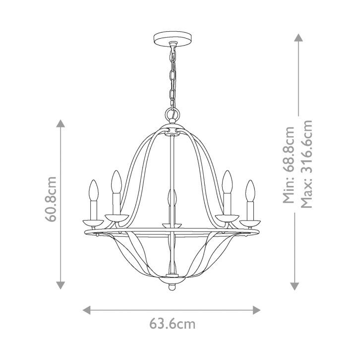 Bradbury 5 Light Chandelier - Grey Ash