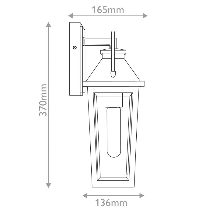 Buckley Coastal 1 lt Small Outdoor Wall Lantern - Matt Black & Brass Accent