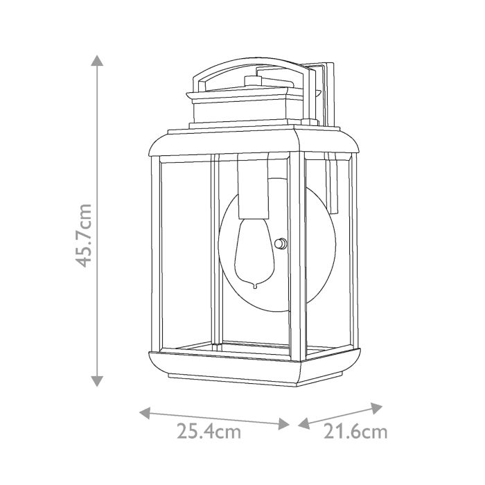 Byron 1 Light Large Wall Lantern - Imperial Bronze with Copper Reflector