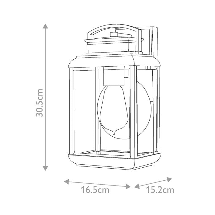 Byron 1 Light Small Wall Lantern - Imperial Bronze with Copper Reflector