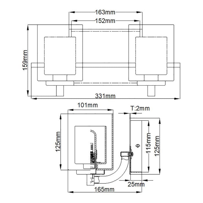 Kolt 2 Light Wall Light - Polished Chrome