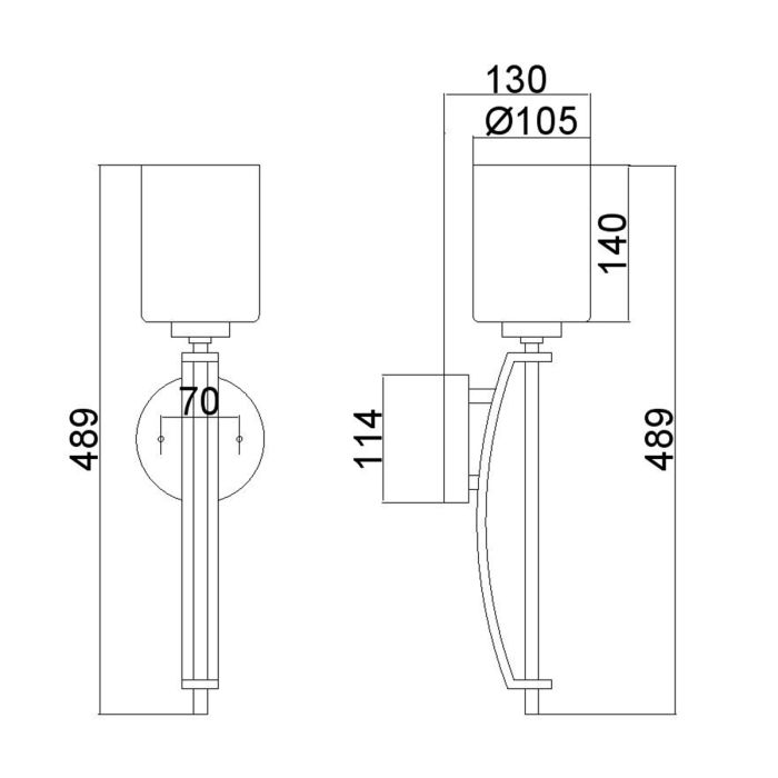 Taylor 1 Light Large Wall Light - Polished Chrome