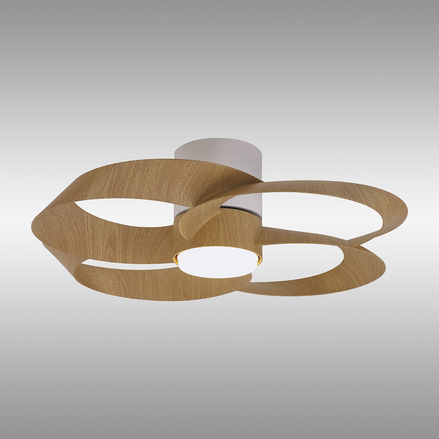 Rose 24W LED Dimmable Ceiling Light With Built-In 25W DC Reversible Fan, Remote Control 2700-5000K, 1800lm, White/Wood by Mantra
