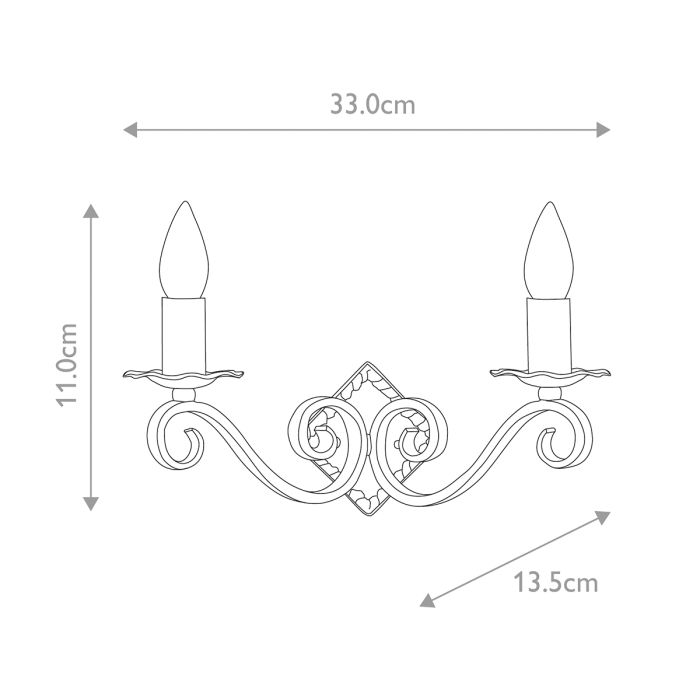 Rectory 2 Light Wall - Black, Cast Iron